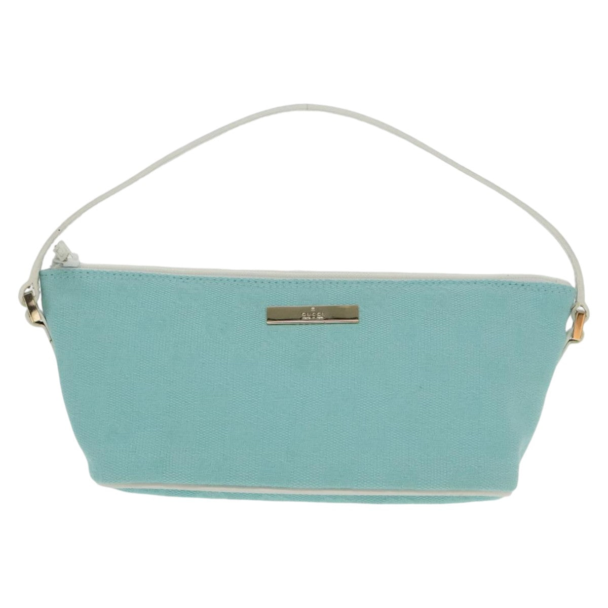 GUCCI GG Canvas Accessory Pouch Light Blue Gold mr670