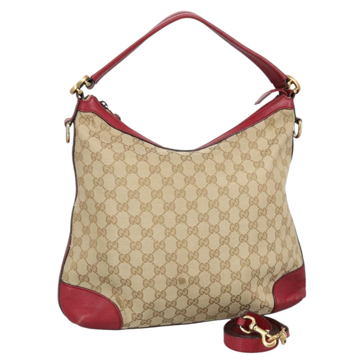 GUCCI GG Canvas Hand Bag 2way Beige Red mr710