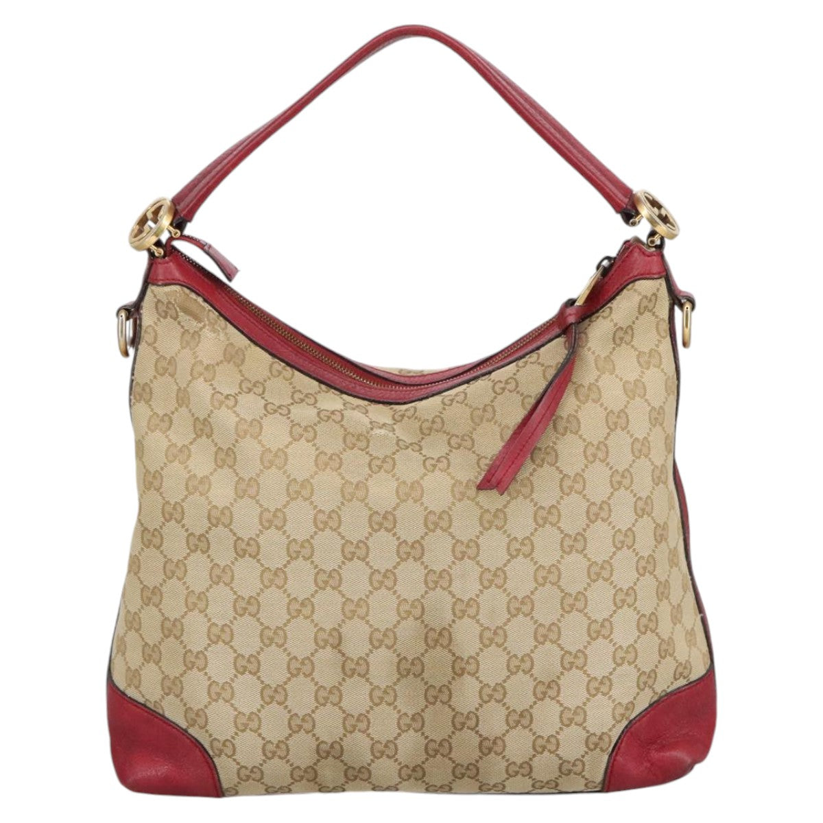 GUCCI GG Canvas Hand Bag 2way Beige Red mr710