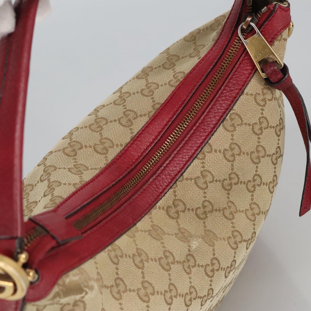 GUCCI GG Canvas Hand Bag 2way Beige Red mr710