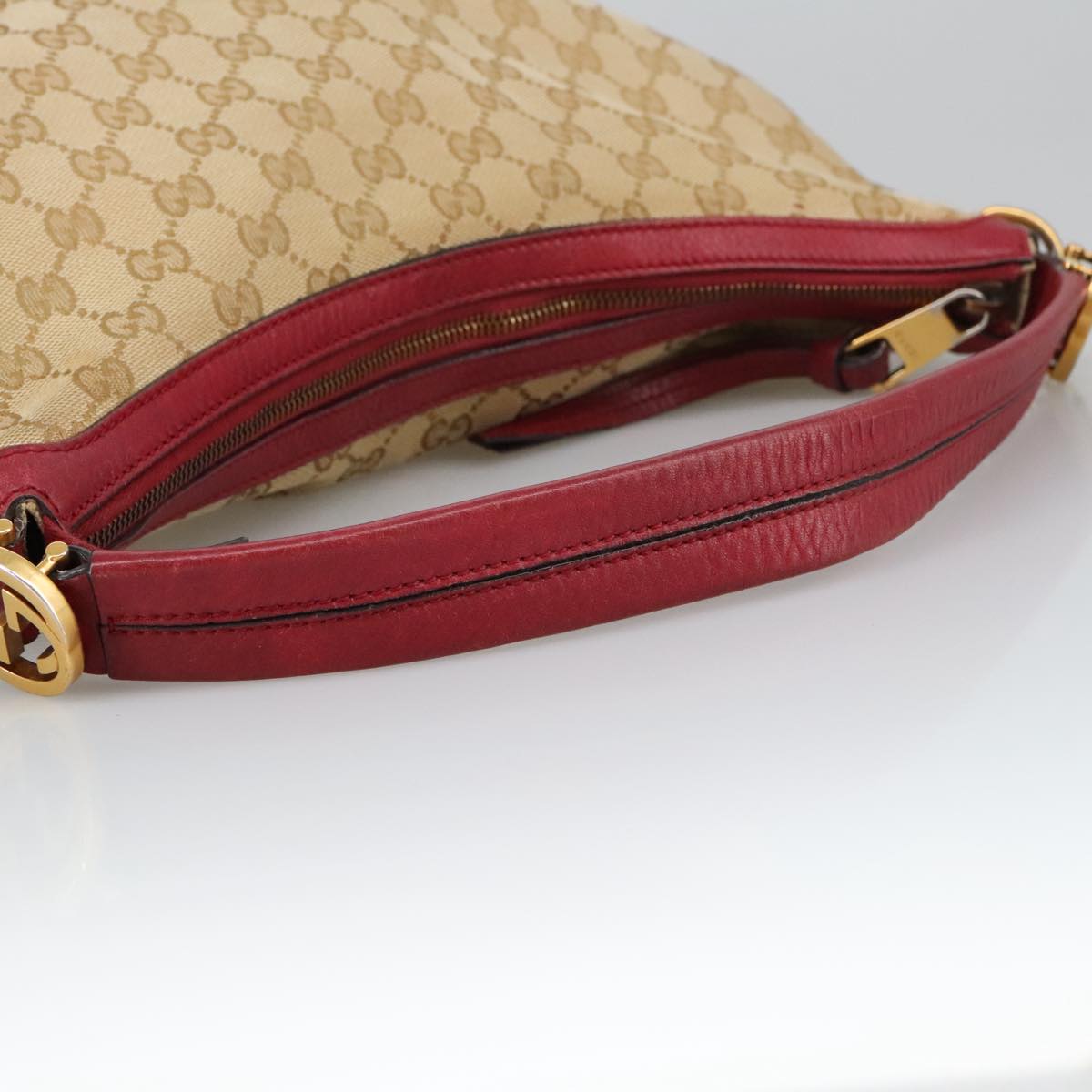 GUCCI GG Canvas Hand Bag 2way Beige Red mr710