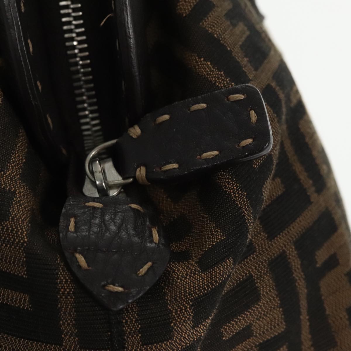 FENDI Zucca Canvas Hand Bag Brown Black 8BN123 mr719