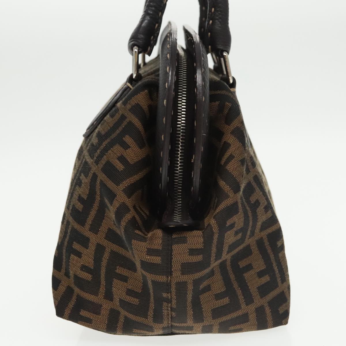 FENDI Zucca Canvas Hand Bag Brown Black 8BN123 mr719