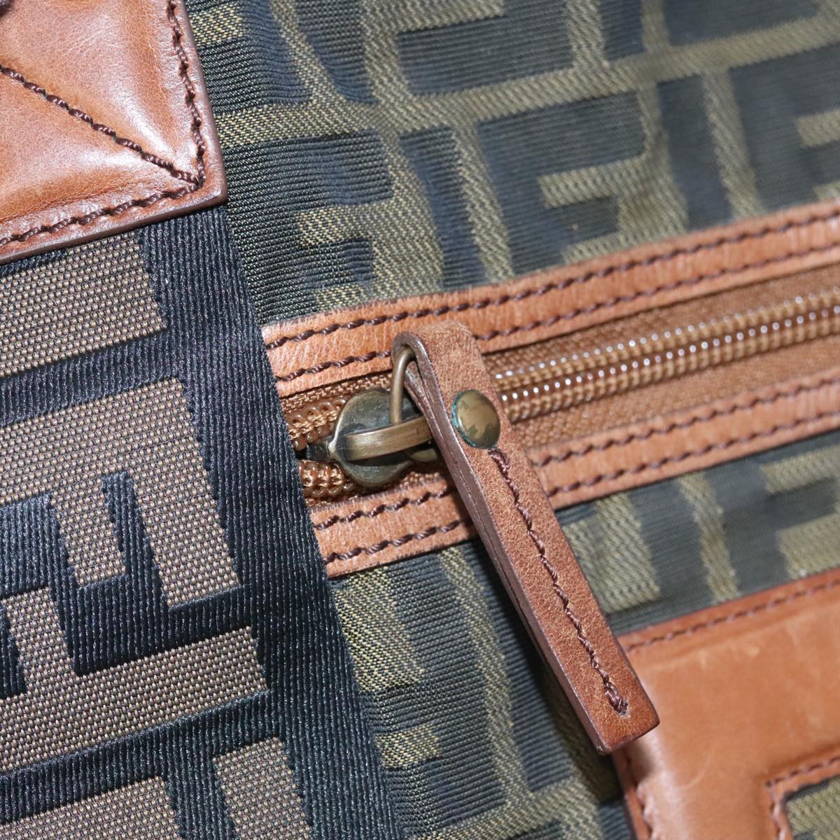 FENDI Zucca Canvas Tote Bag Brown Black mr739