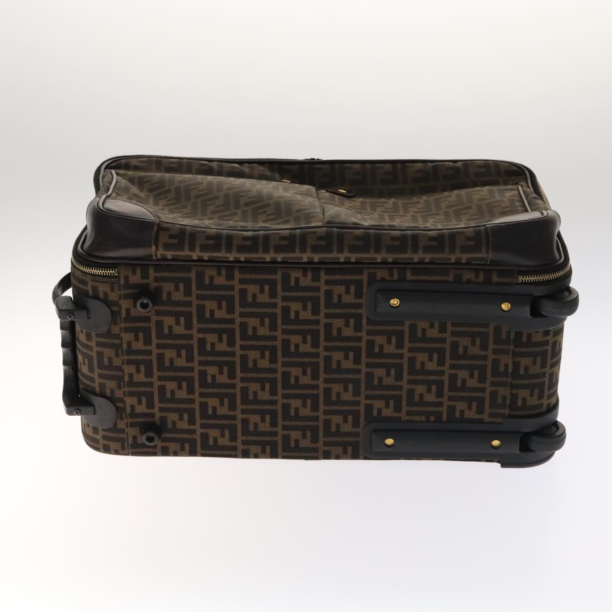 FENDI Zucca Canvas Carry Case Boston Bag Black Brown mr869
