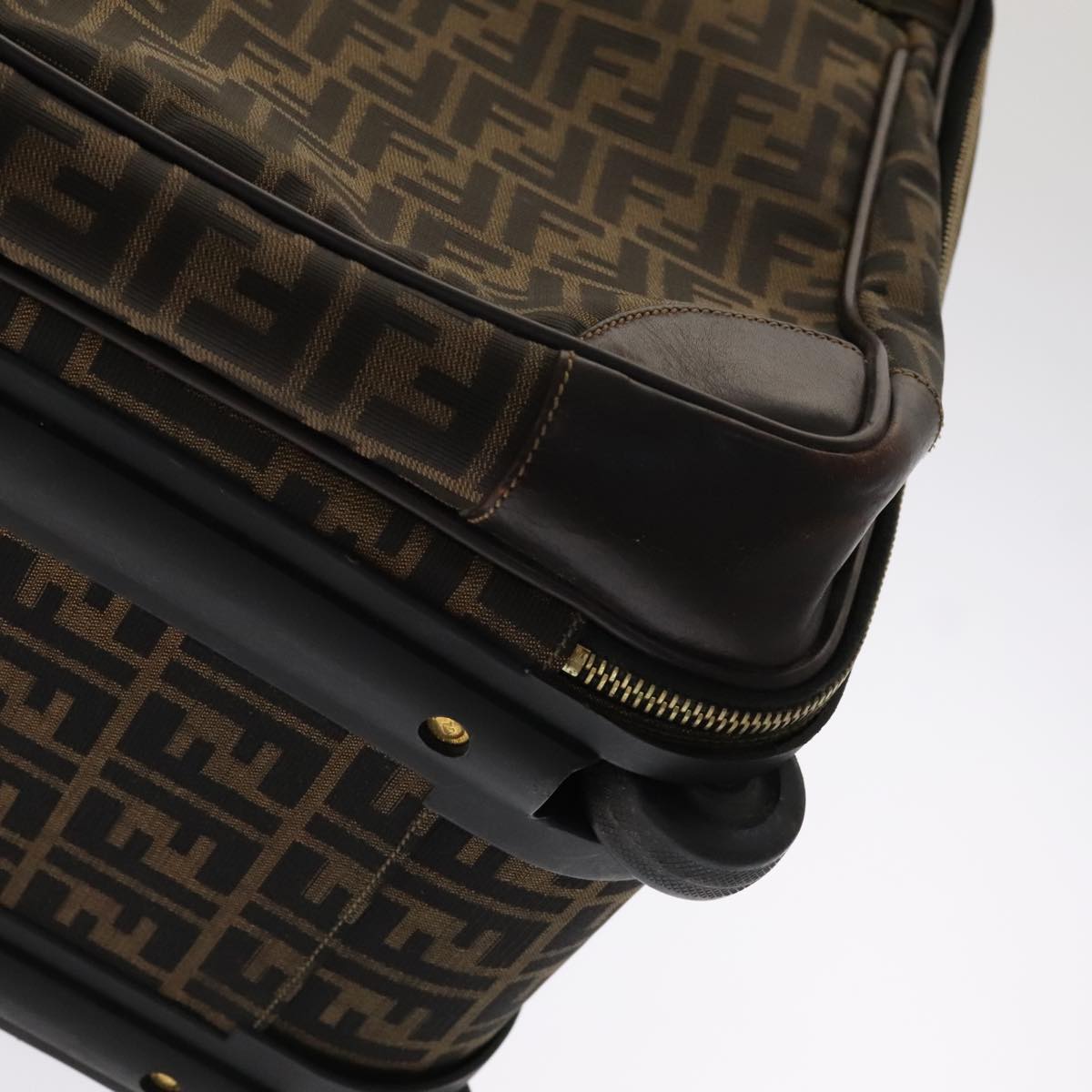 FENDI Zucca Canvas Carry Case Boston Bag Black Brown mr869