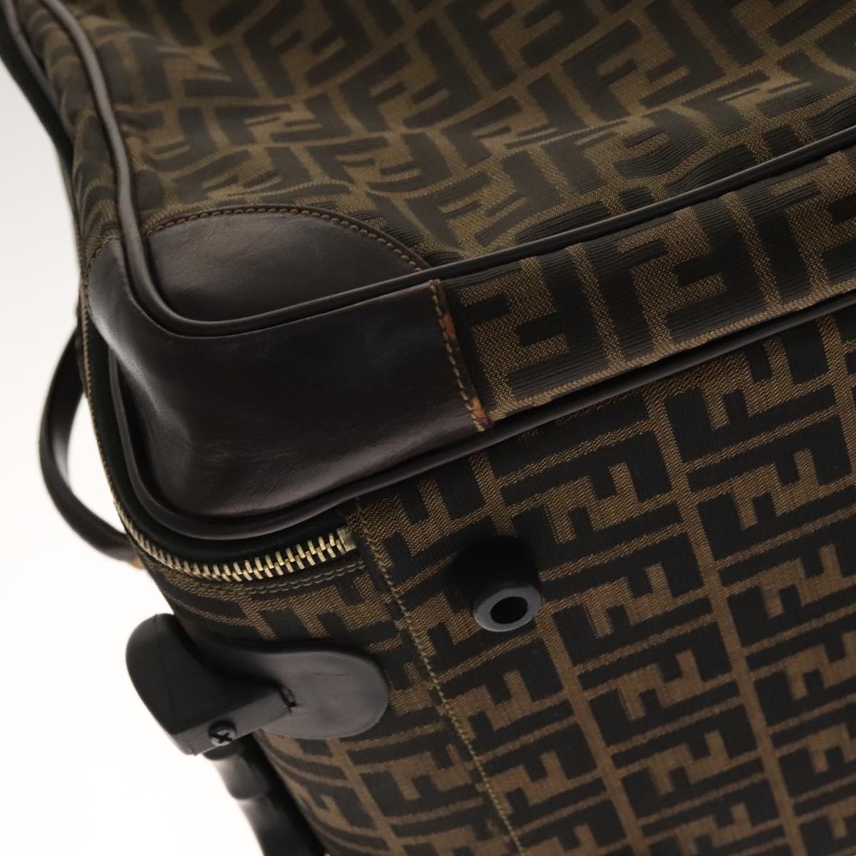 FENDI Zucca Canvas Carry Case Boston Bag Black Brown mr869