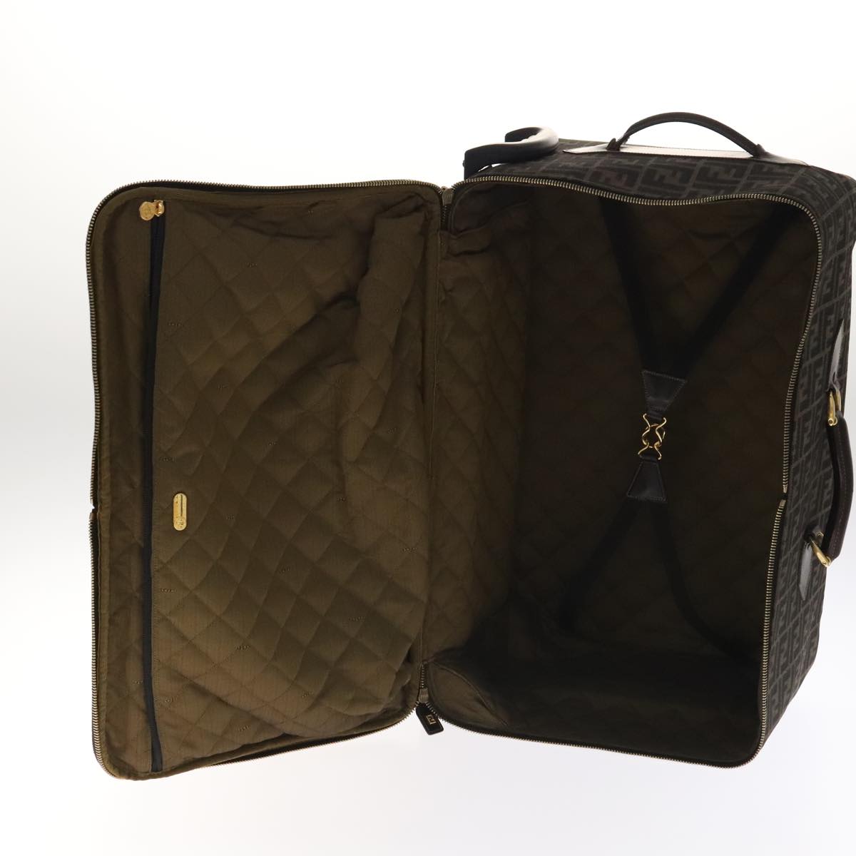 FENDI Zucca Canvas Carry Case Boston Bag Black Brown mr869