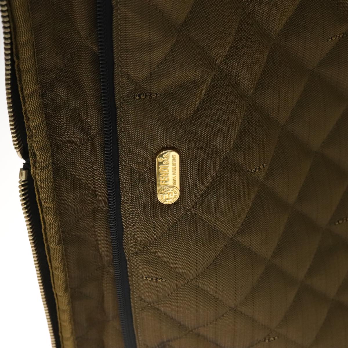 FENDI Zucca Canvas Carry Case Boston Bag Black Brown mr869