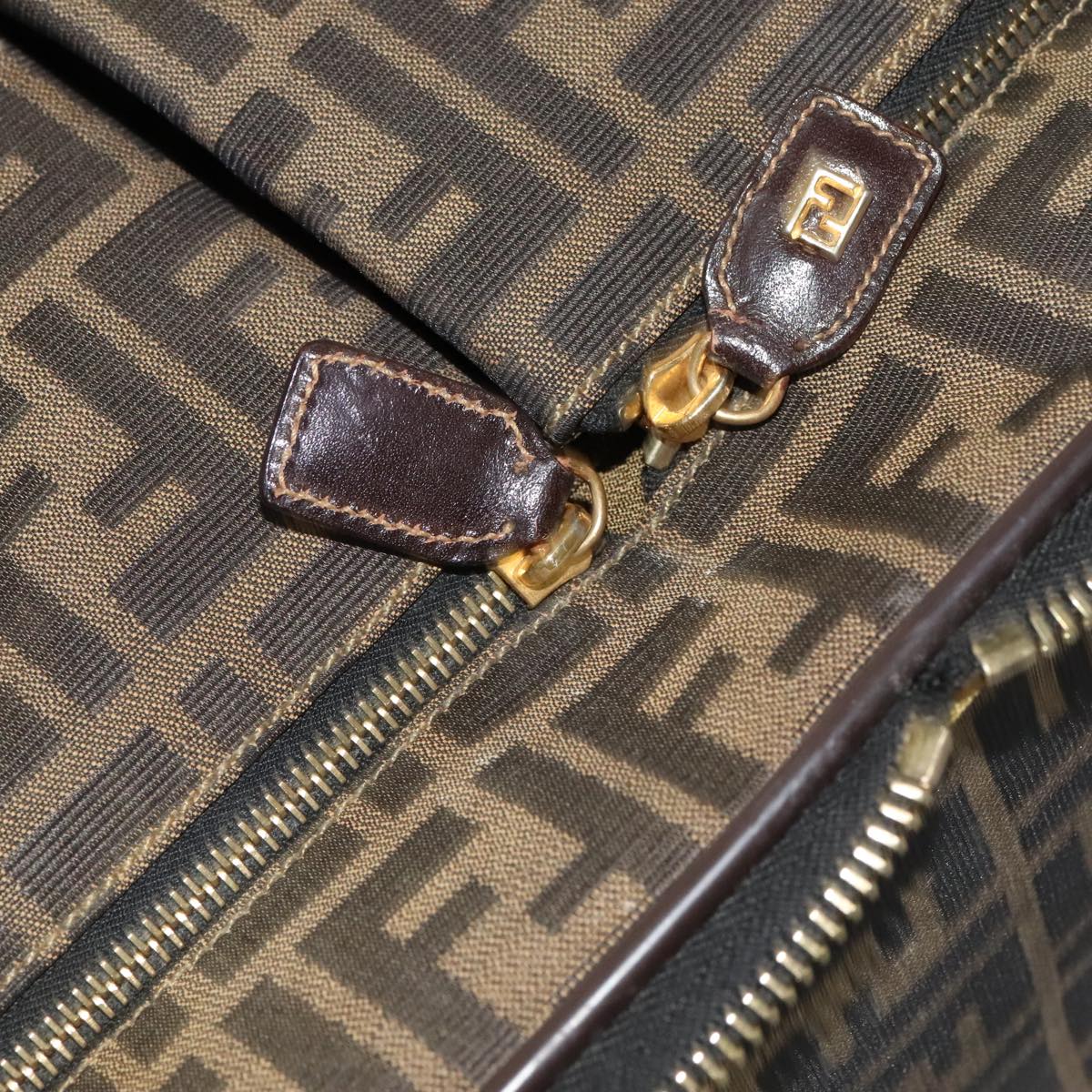 FENDI Zucca Canvas Carry Case Boston Bag Black Brown mr869