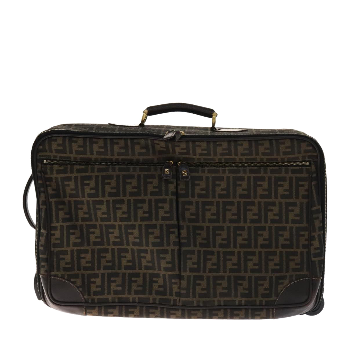 FENDI Zucca Canvas Carry Case Boston Bag Black Brown mr869