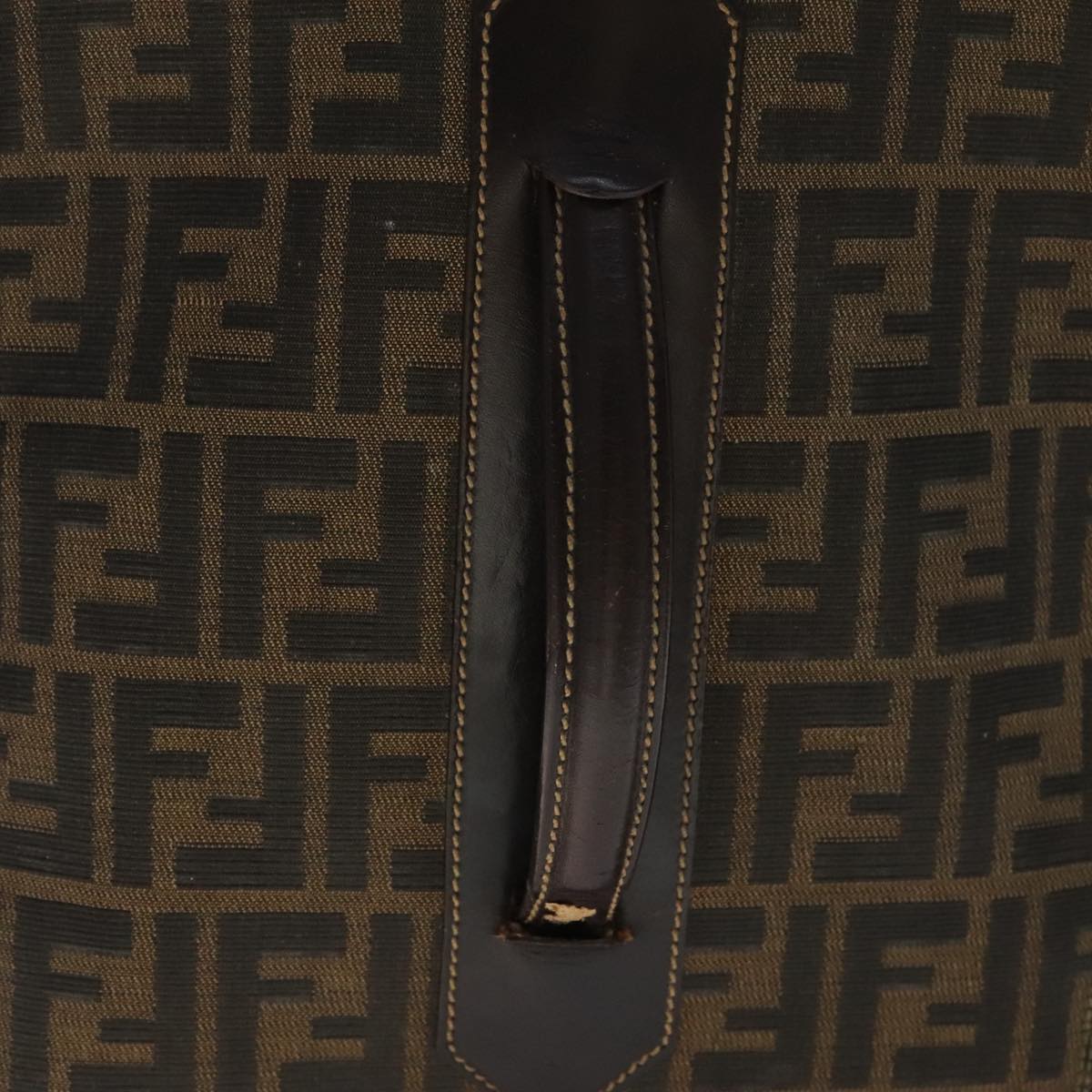 FENDI Zucca Canvas Carry Case Boston Bag Black Brown mr869