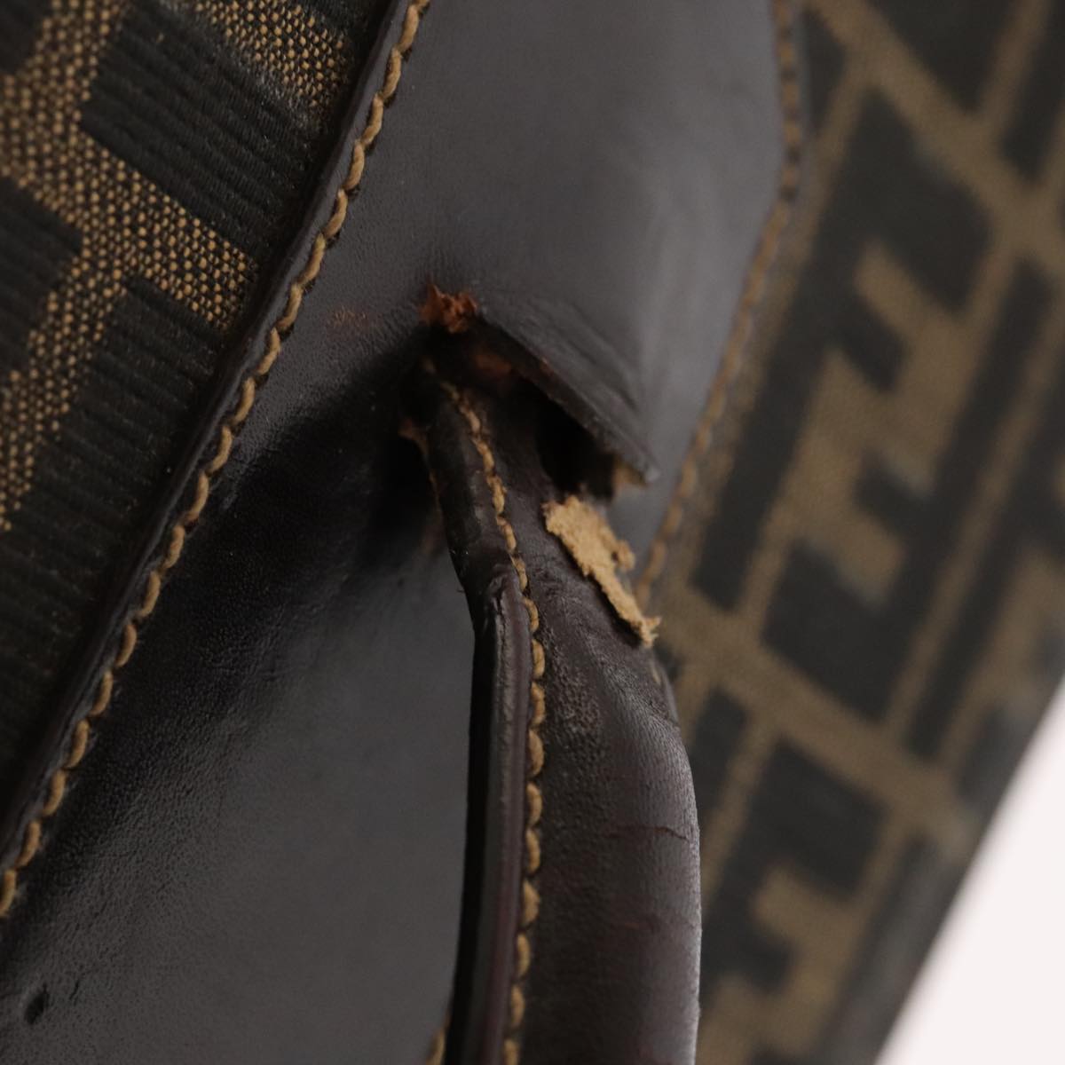 FENDI Zucca Canvas Carry Case Boston Bag Black Brown mr869