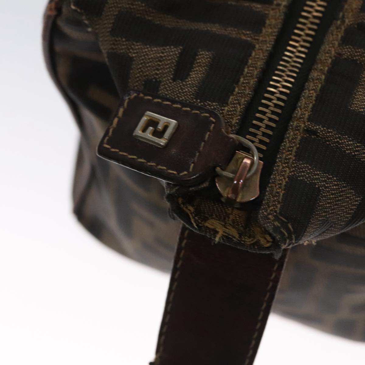 FENDI Zucca Canvas Vanity Pouch Brown Black mr871