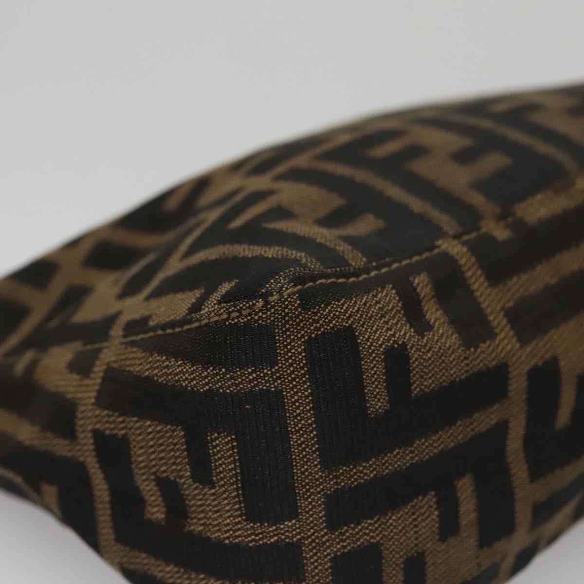 FENDI Zucca Canvas Accessory Pouch Brown Black gold mr873