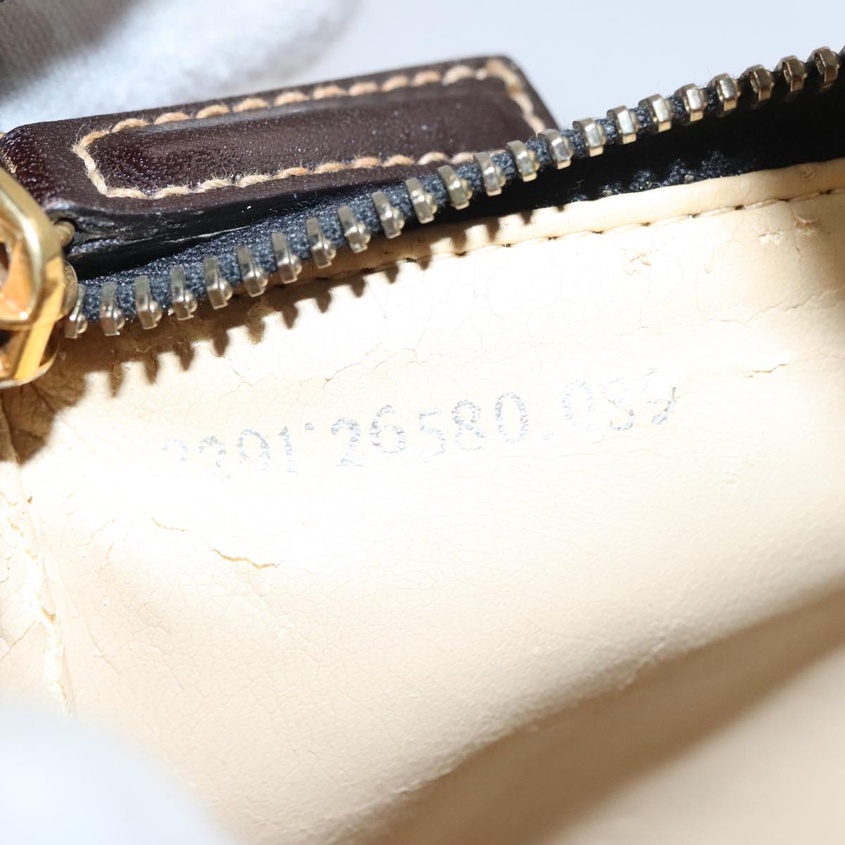 FENDI Zucca Canvas Accessory Pouch Brown Black gold mr873