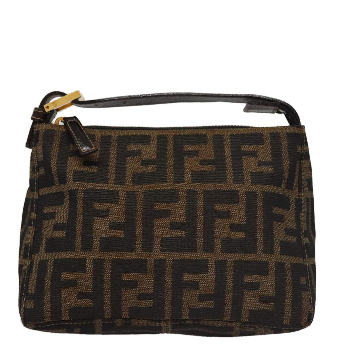 FENDI Zucca Canvas Accessory Pouch Brown Black gold mr873