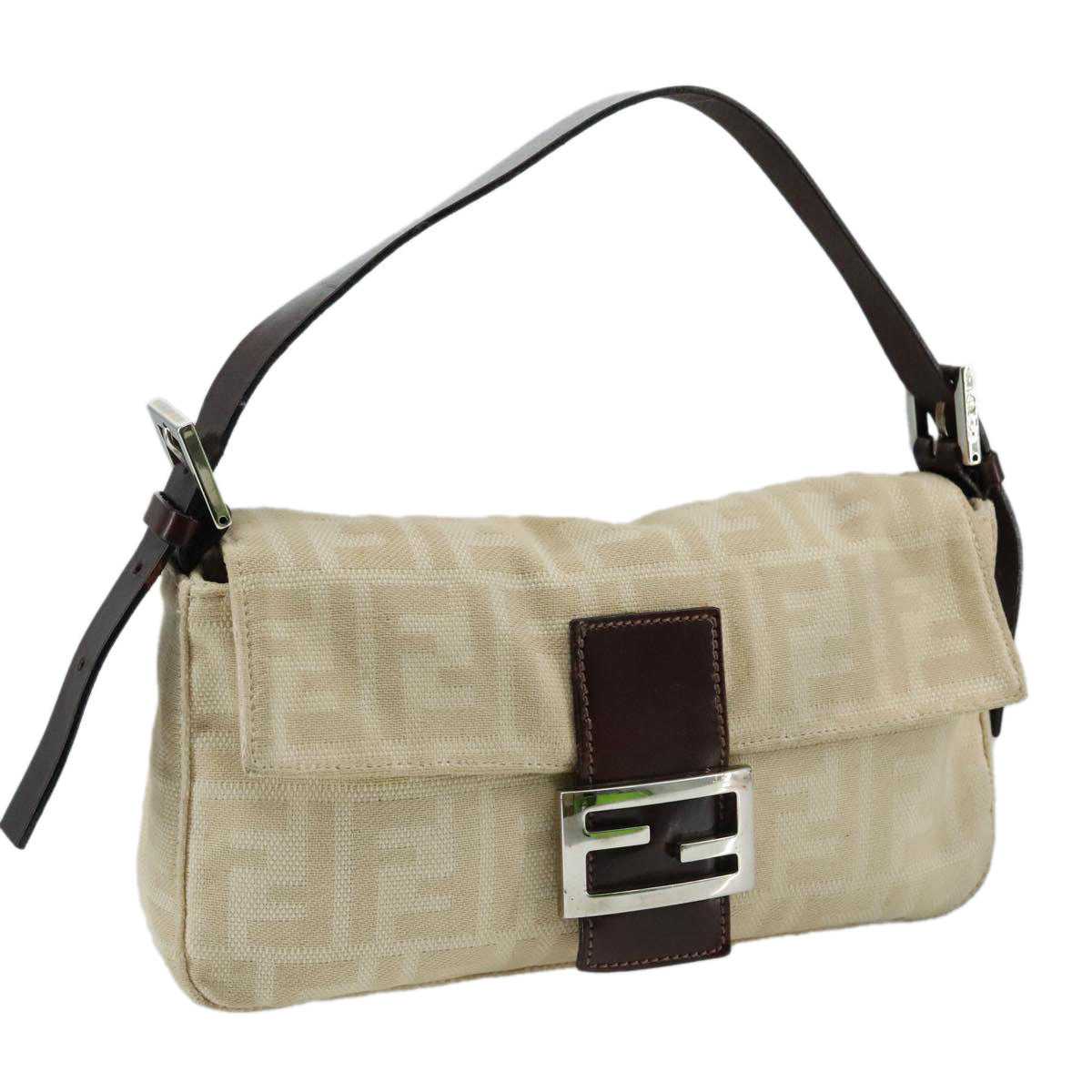 FENDI Zucca Canvas Mamma Baguette Shoulder Bag Beige mr875