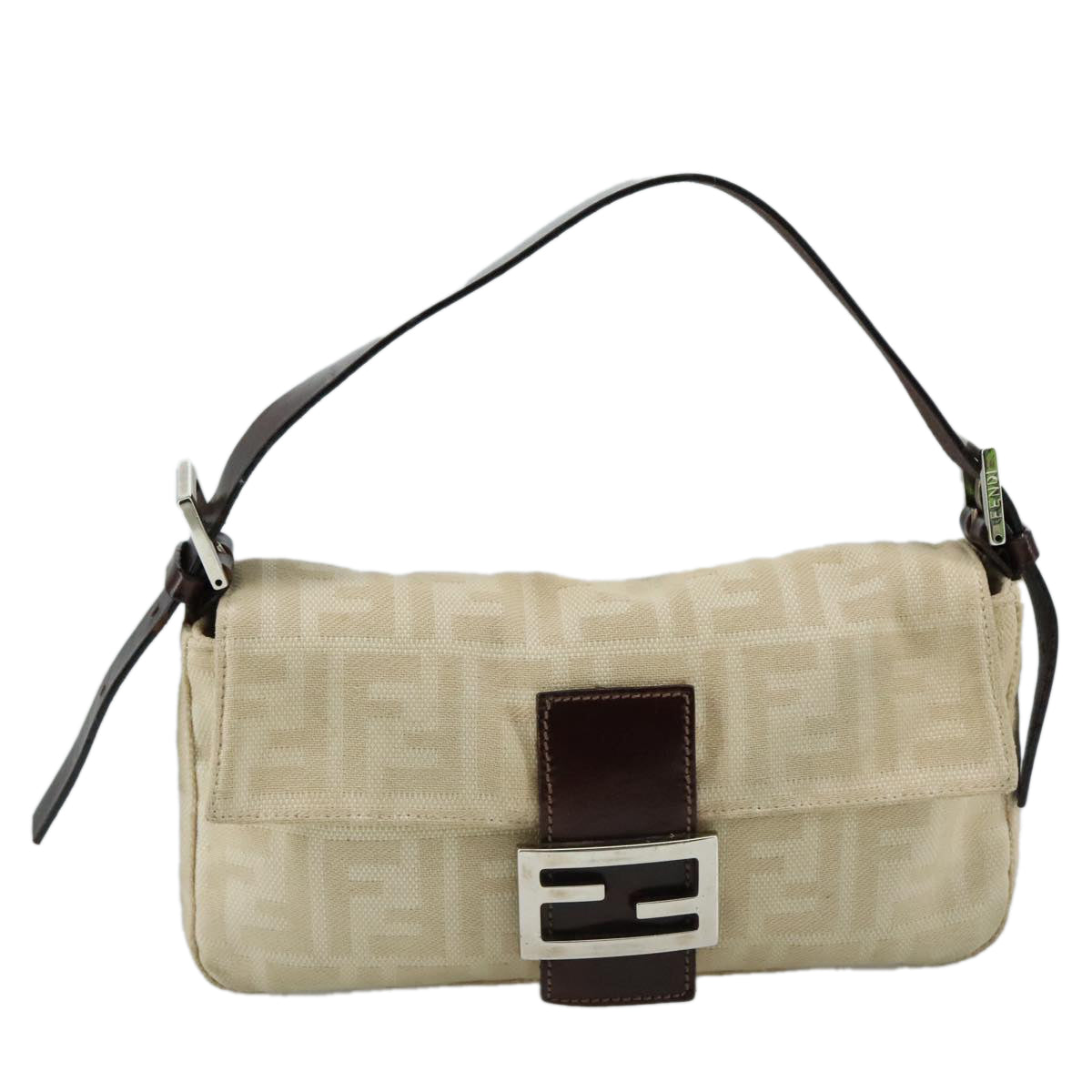 FENDI Zucca Canvas Mamma Baguette Shoulder Bag Beige mr875