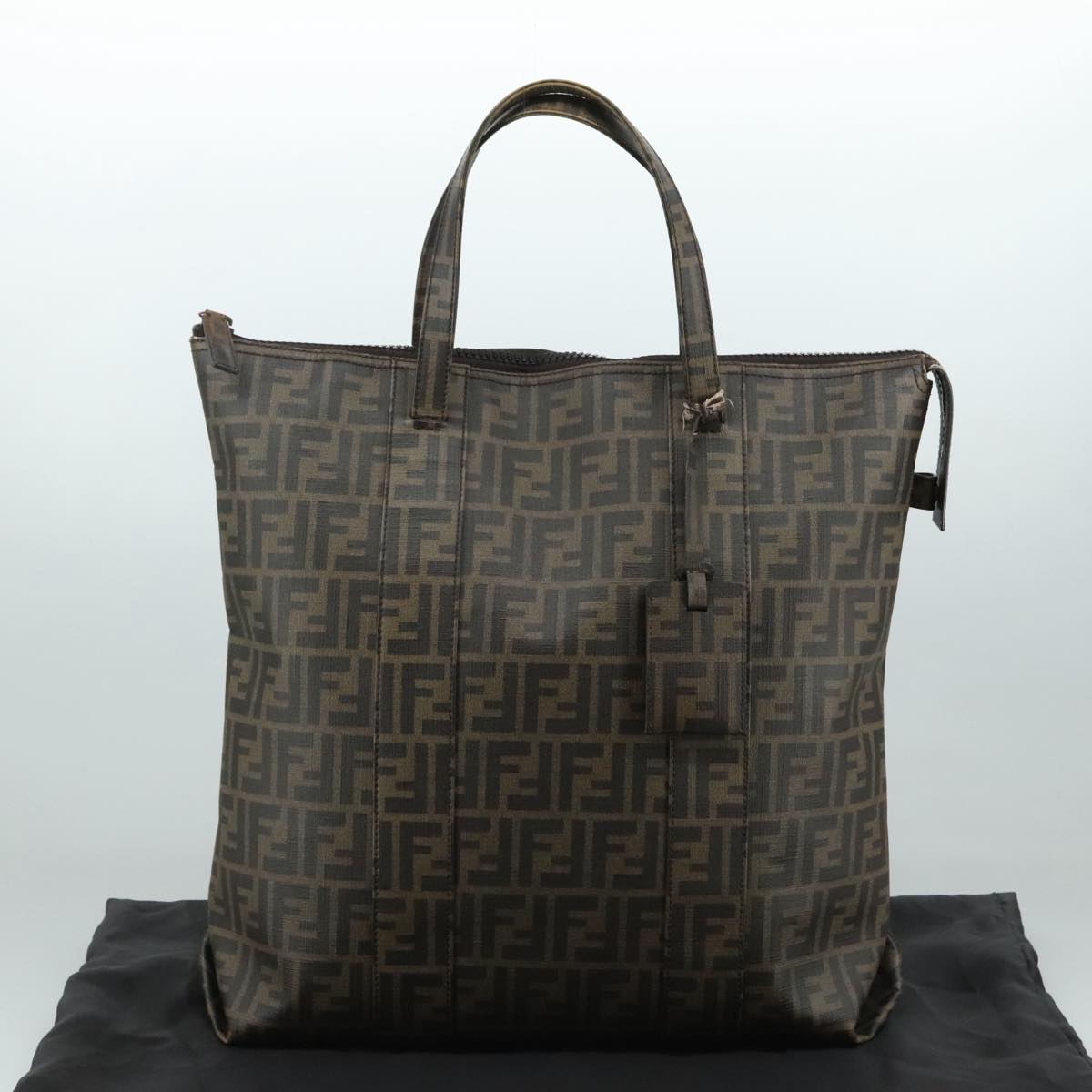 FENDI Zucca Canvas Tote Bag PVC Brown Black 7Va196 mr923