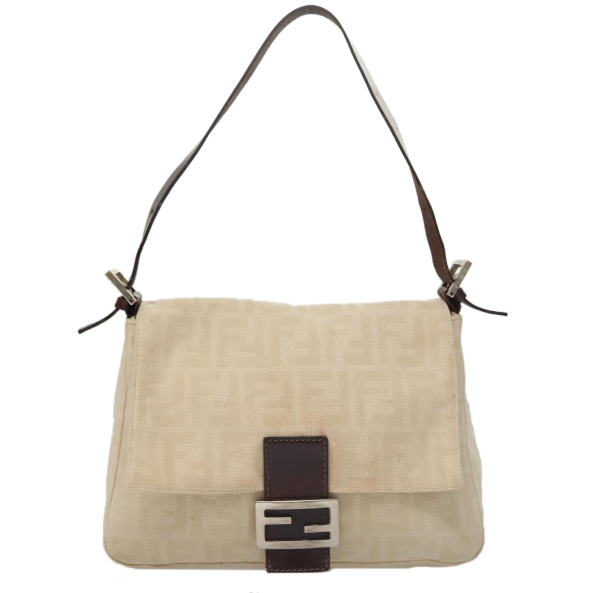 FENDI Zucca Canvas Mamma Baguette Shoulder Bag Beige mr928