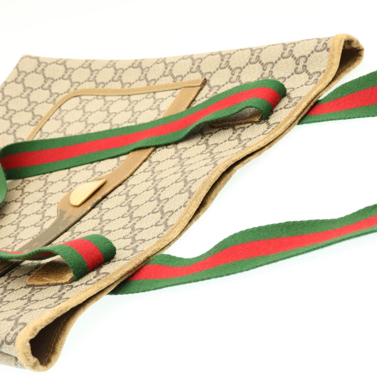 GUCCI Web Sherry Line GG Canvas Tote Bag Beige Red Green ms041