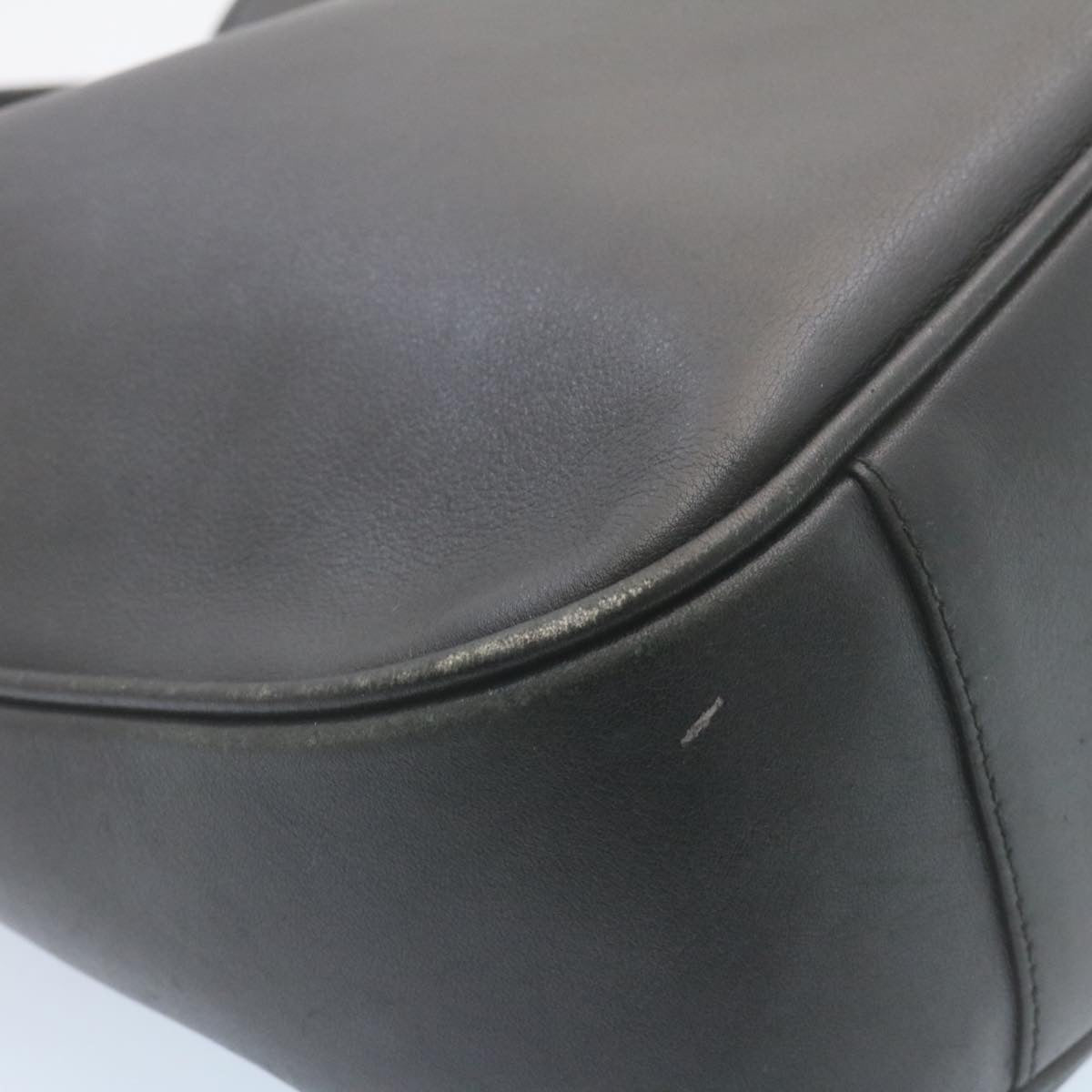 GUCCI Bamboo Hand Bag Leather 2Way Shoulder Bag Black ni086