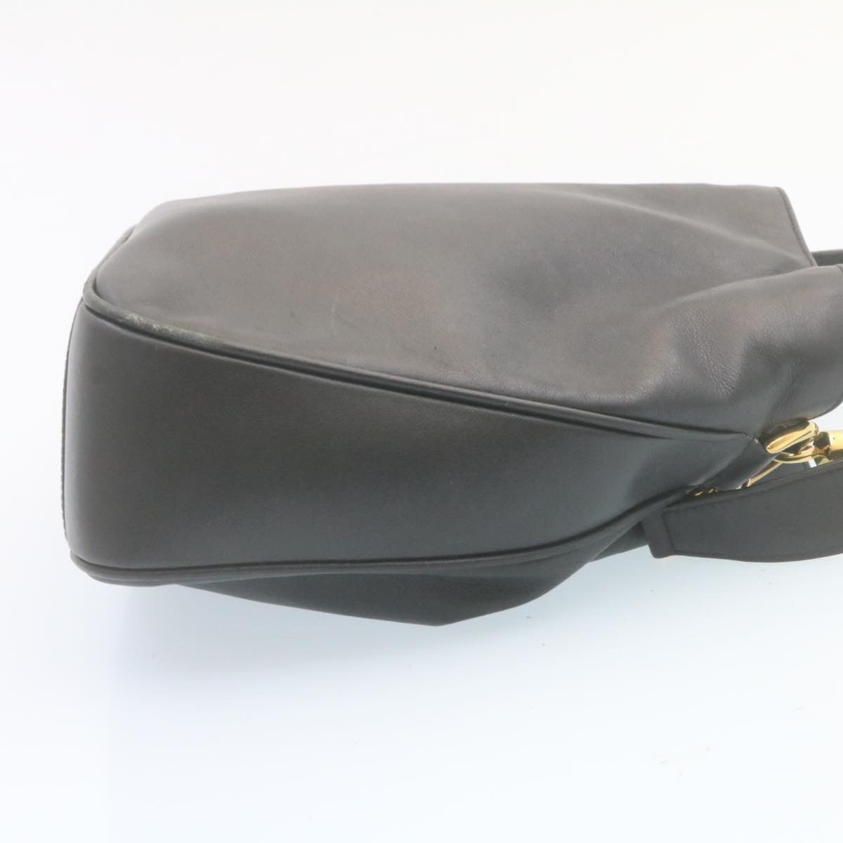 GUCCI Bamboo Hand Bag Leather 2Way Shoulder Bag Black ni086