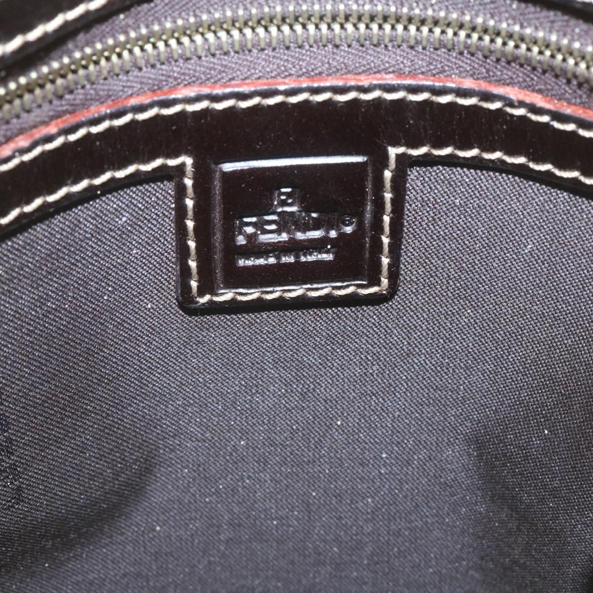FENDI Zucchino Canvas Mamma Baguette Shoulder Bag Enamel Brown 34666