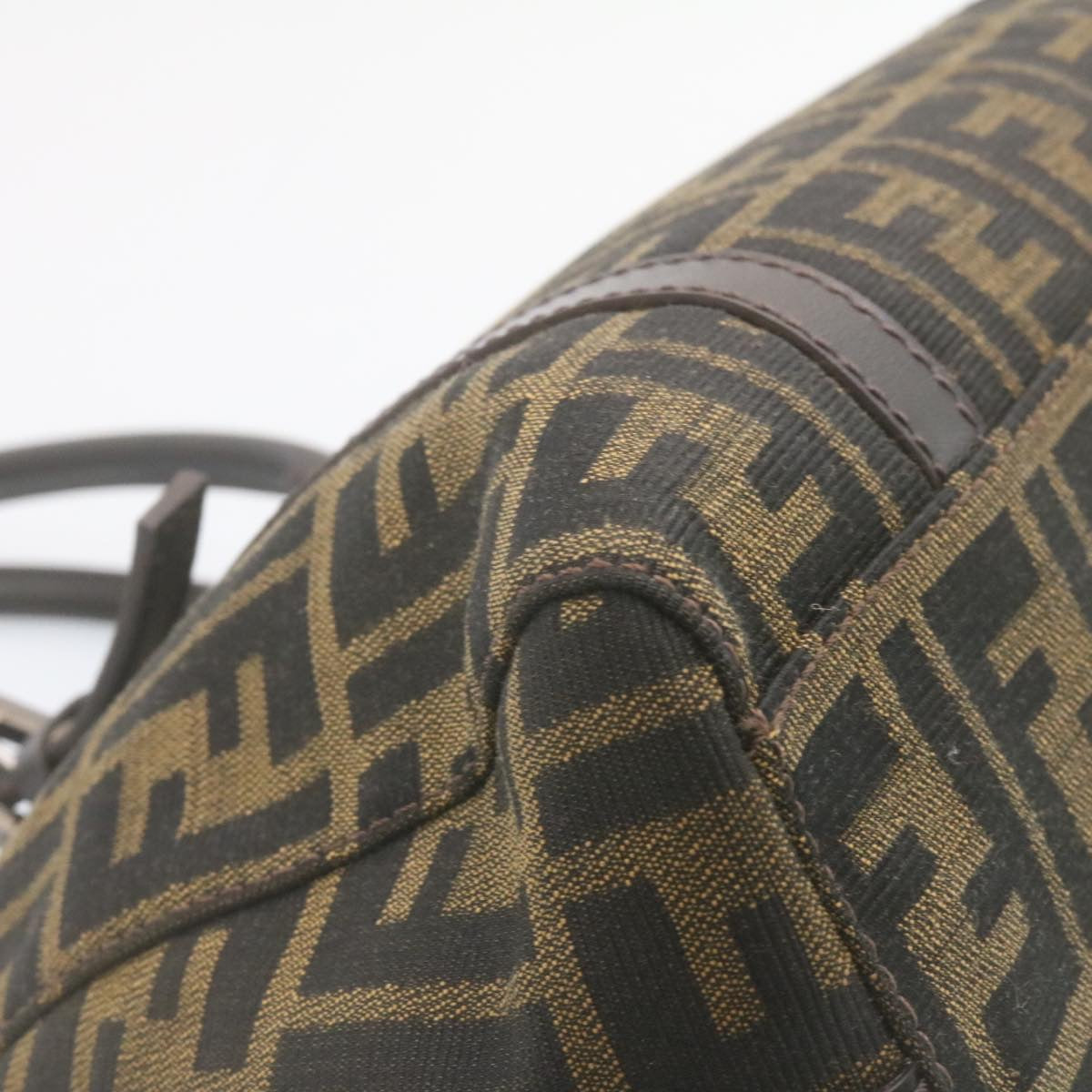 FENDI Zucca Canvas Hand Bag Brown Black 34668