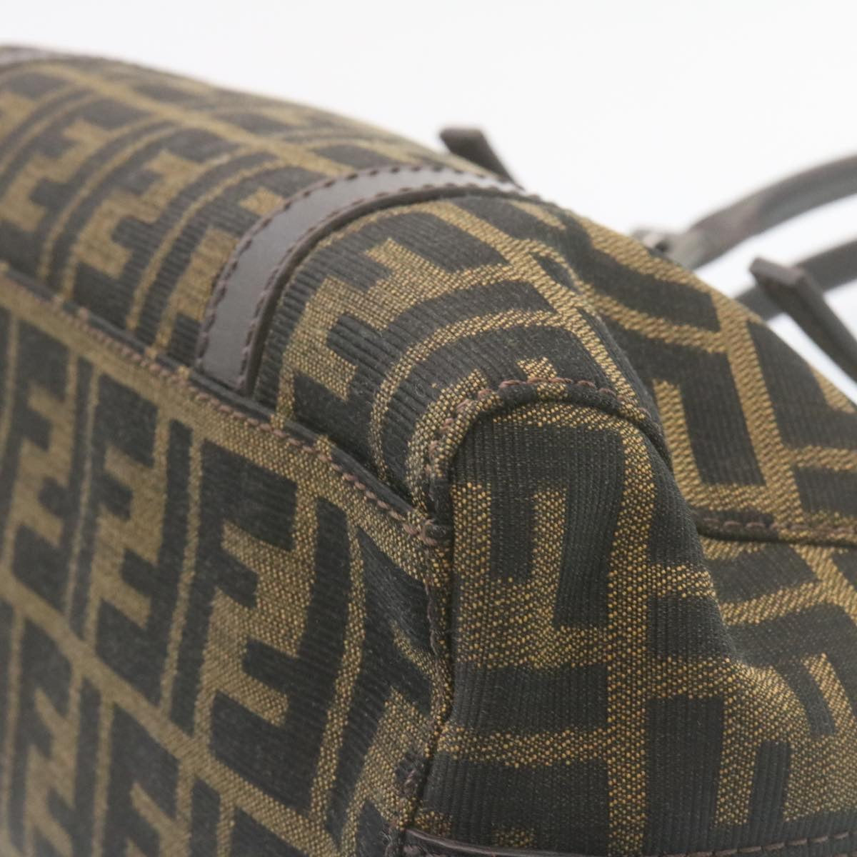 FENDI Zucca Canvas Hand Bag Brown Black 34668