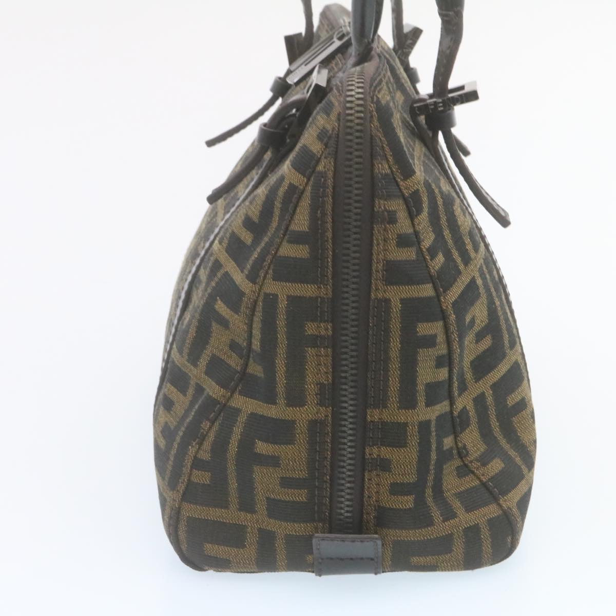 FENDI Zucca Canvas Hand Bag Brown Black 34668