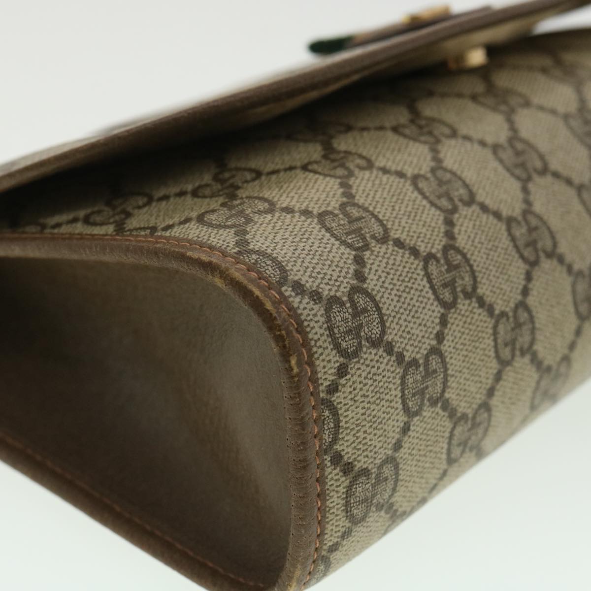 GUCCI GG Canvas Web Sherry Line Clutch Bag Beige Red Green ny139