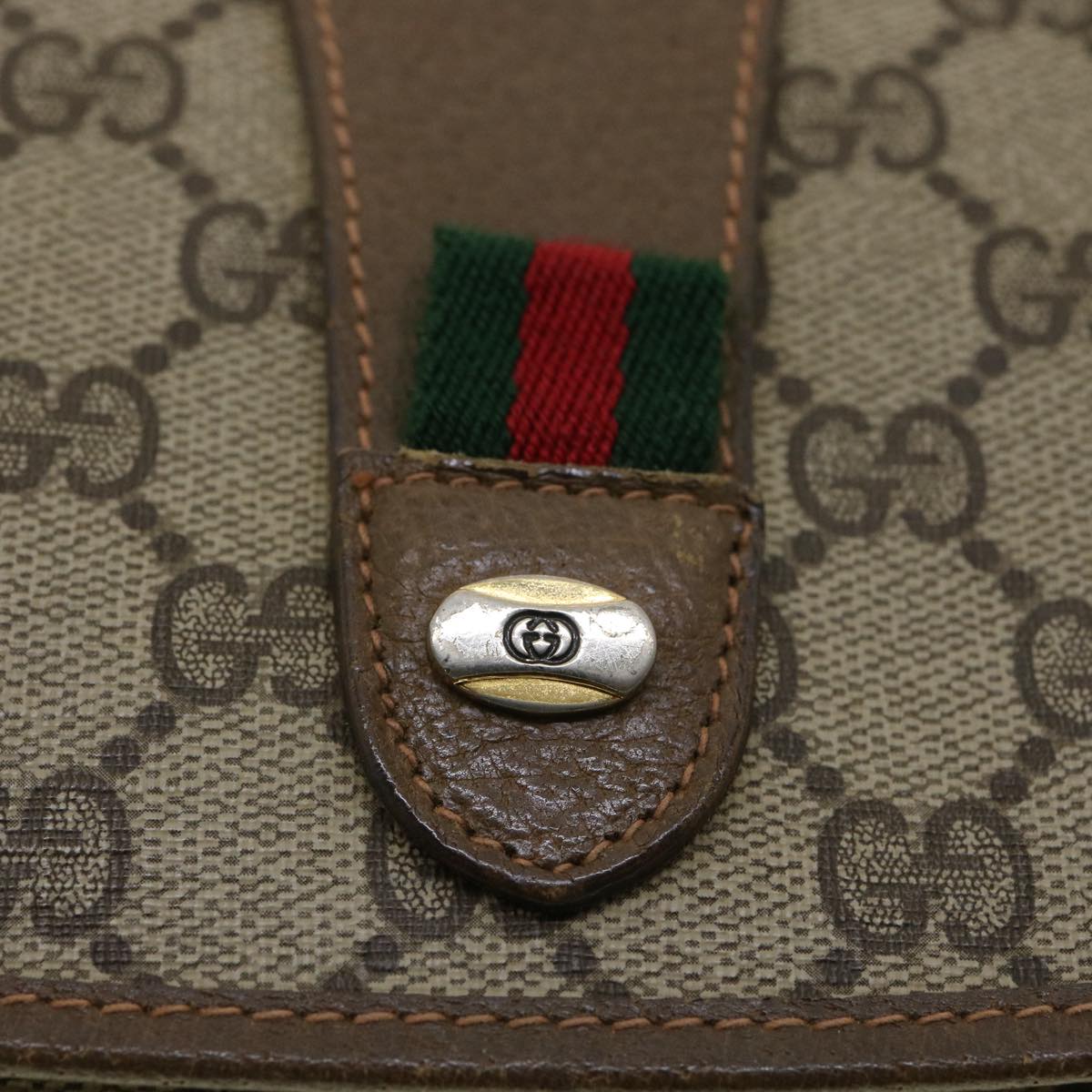 GUCCI GG Canvas Web Sherry Line Clutch Bag Beige Red Green ny139