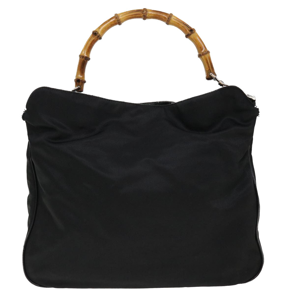 GUCCI Bamboo Hand Bag Nylon 2way Black 1998 ny202