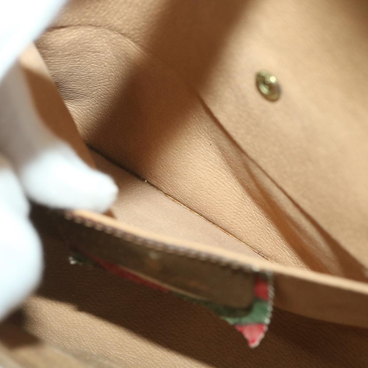 GUCCI GG Canvas Web Sherry Line Clutch Bag Beige Green Red 89.01.030 ny212