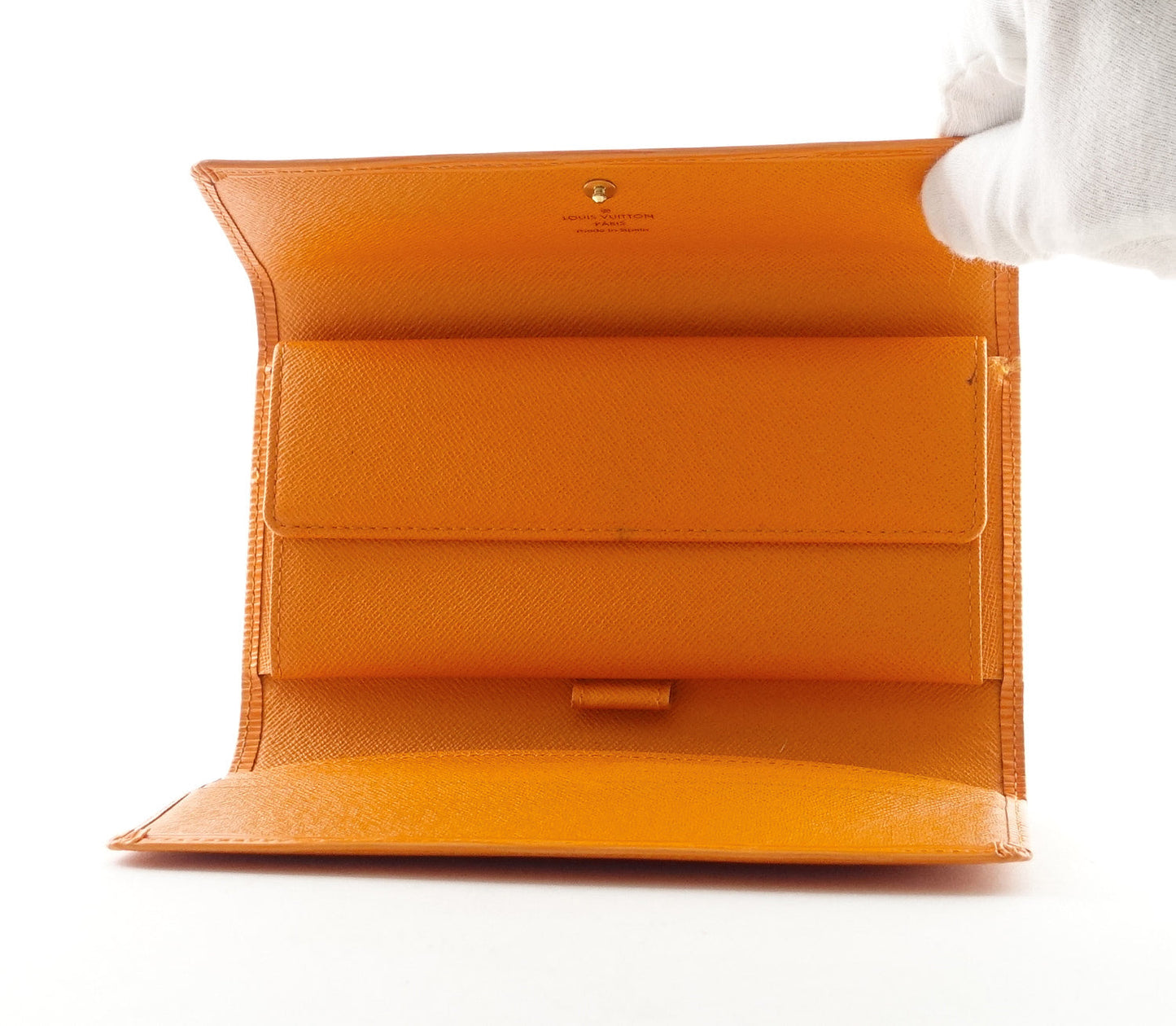 Louis Vuitto Orange Epi Leather Porte Tresor International Wallet