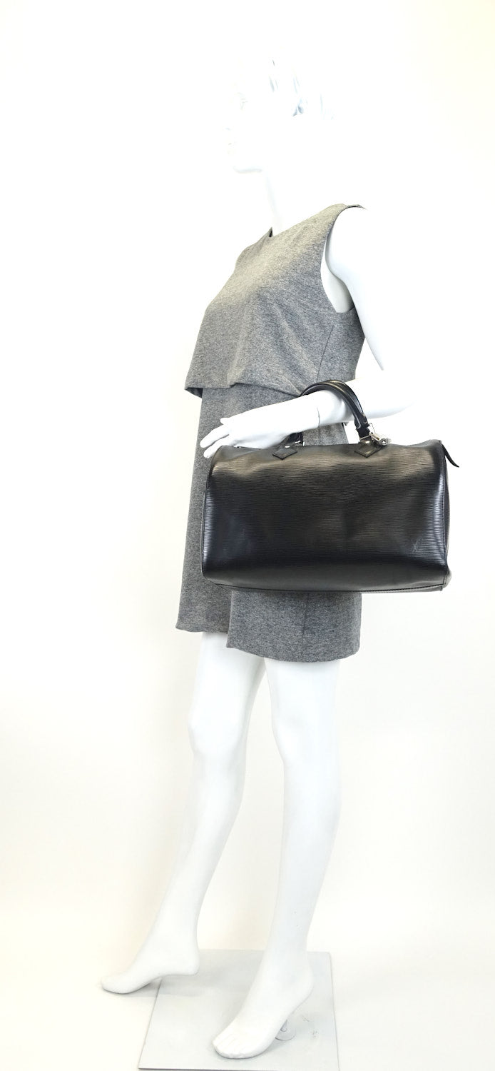 Louis Vuitto Speedy 30 Black Epi Leather Handbag