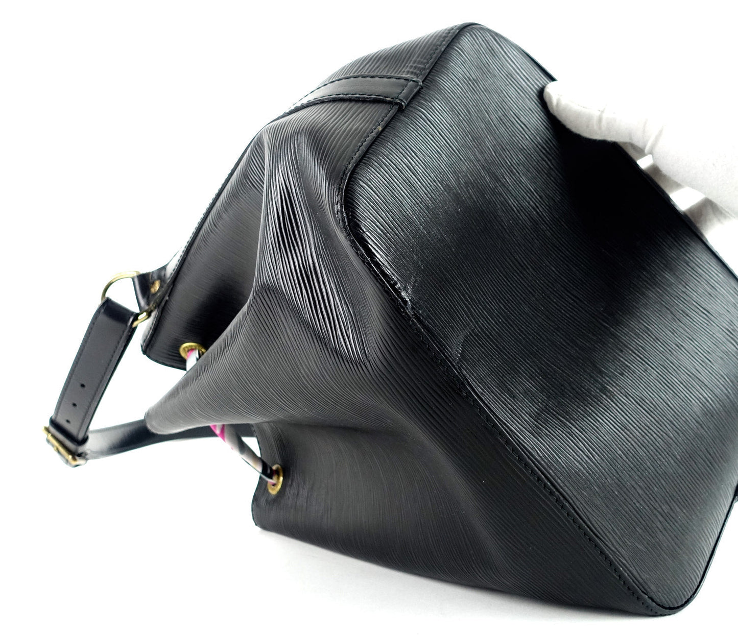 Louis Vuitto Petit Noe Black Epi Leather Bag with Wallet