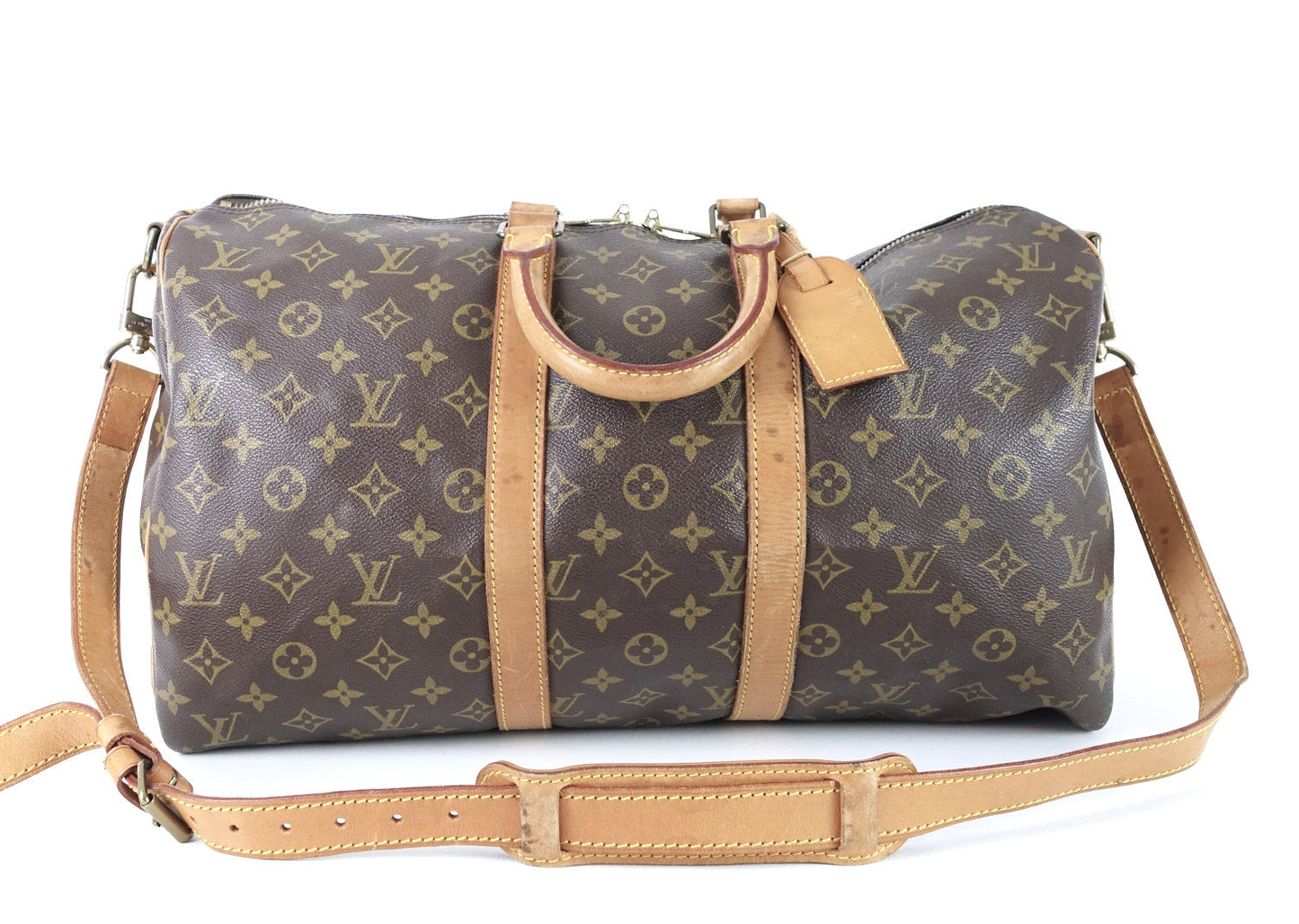 Louis Vuitto Keepall 45 Bandouliere Monogram Canvas Travel Bag with Strap