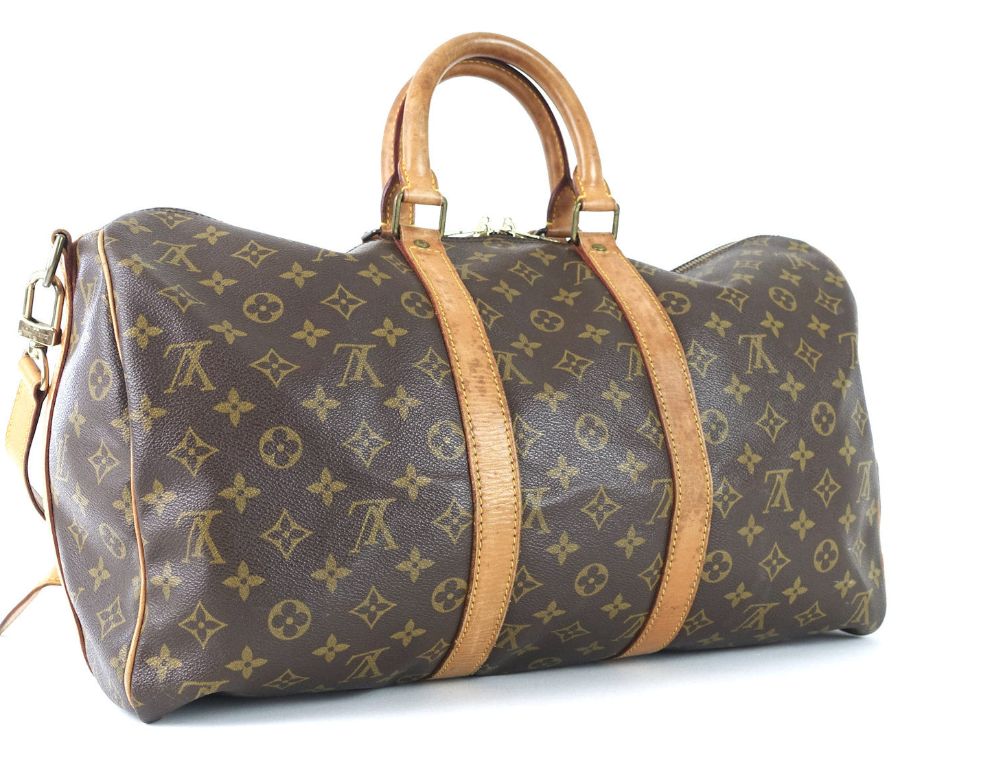 Louis Vuitto Keepall 45 Bandouliere Monogram Canvas Travel Bag with Strap
