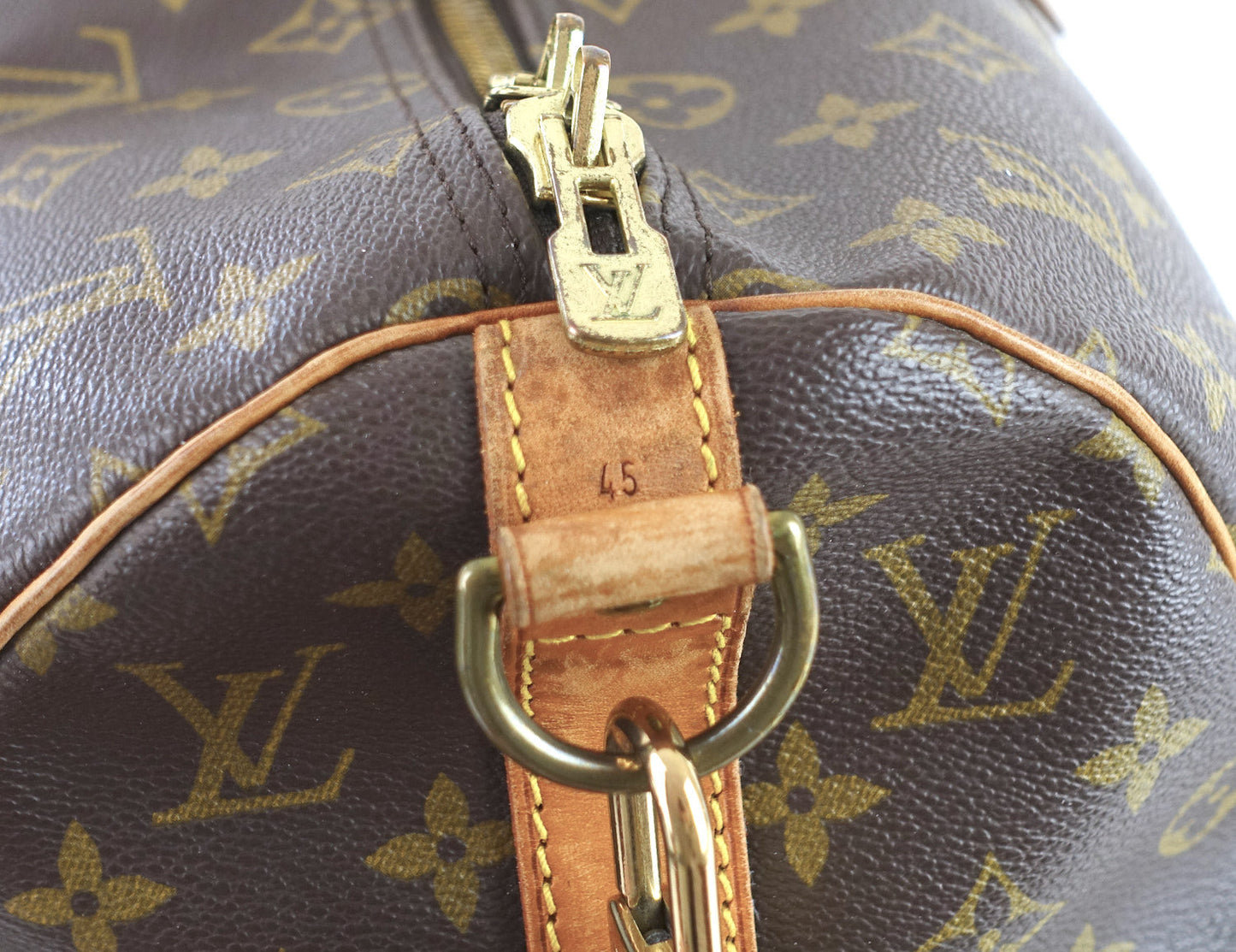 Louis Vuitto Keepall 45 Bandouliere Monogram Canvas Travel Bag with Strap