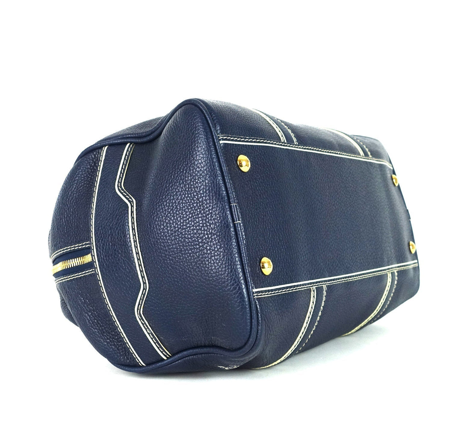 Louis Vuitto Navy Blue Leather Boston Bag