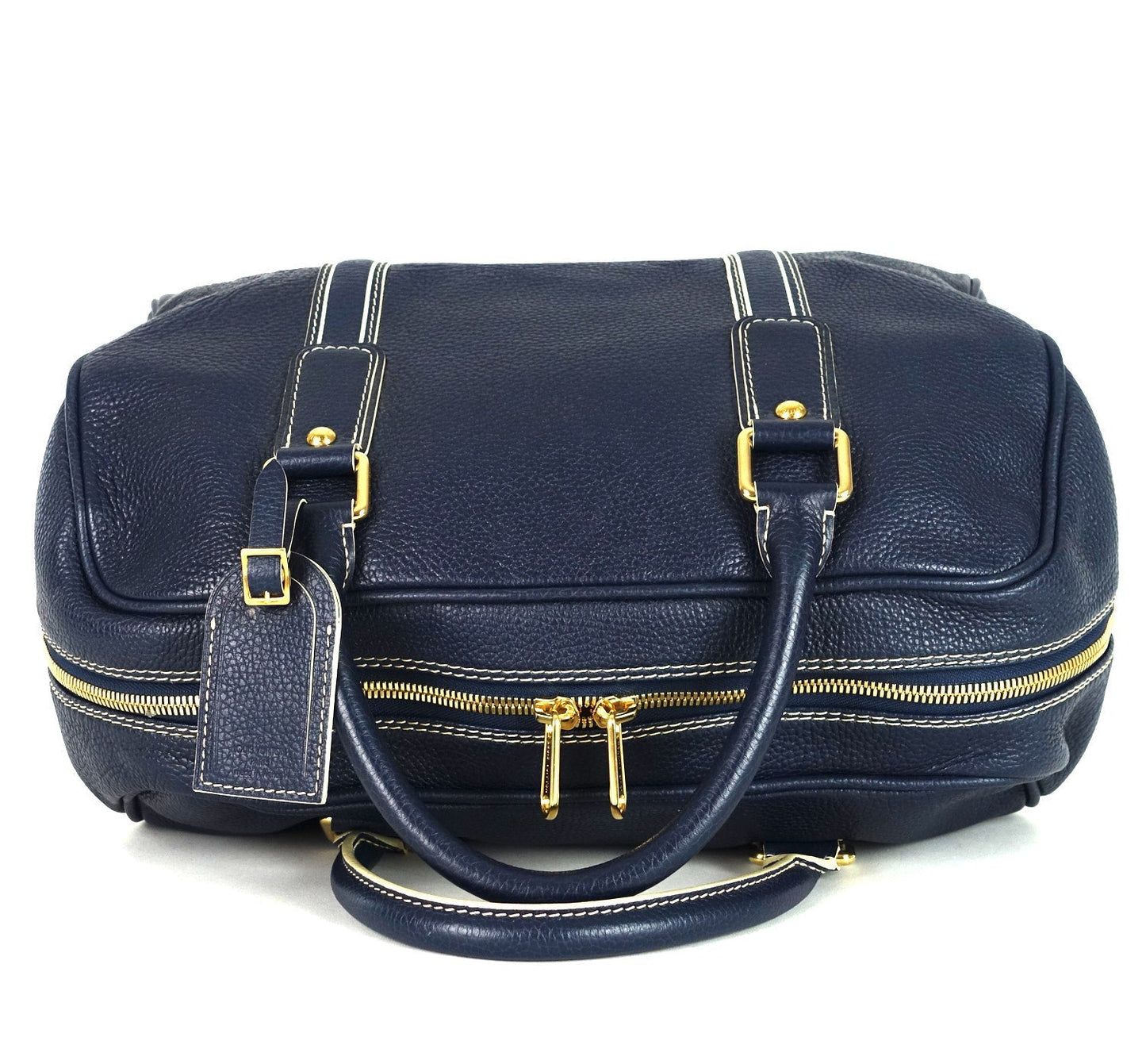 Louis Vuitto Navy Blue Leather Boston Bag
