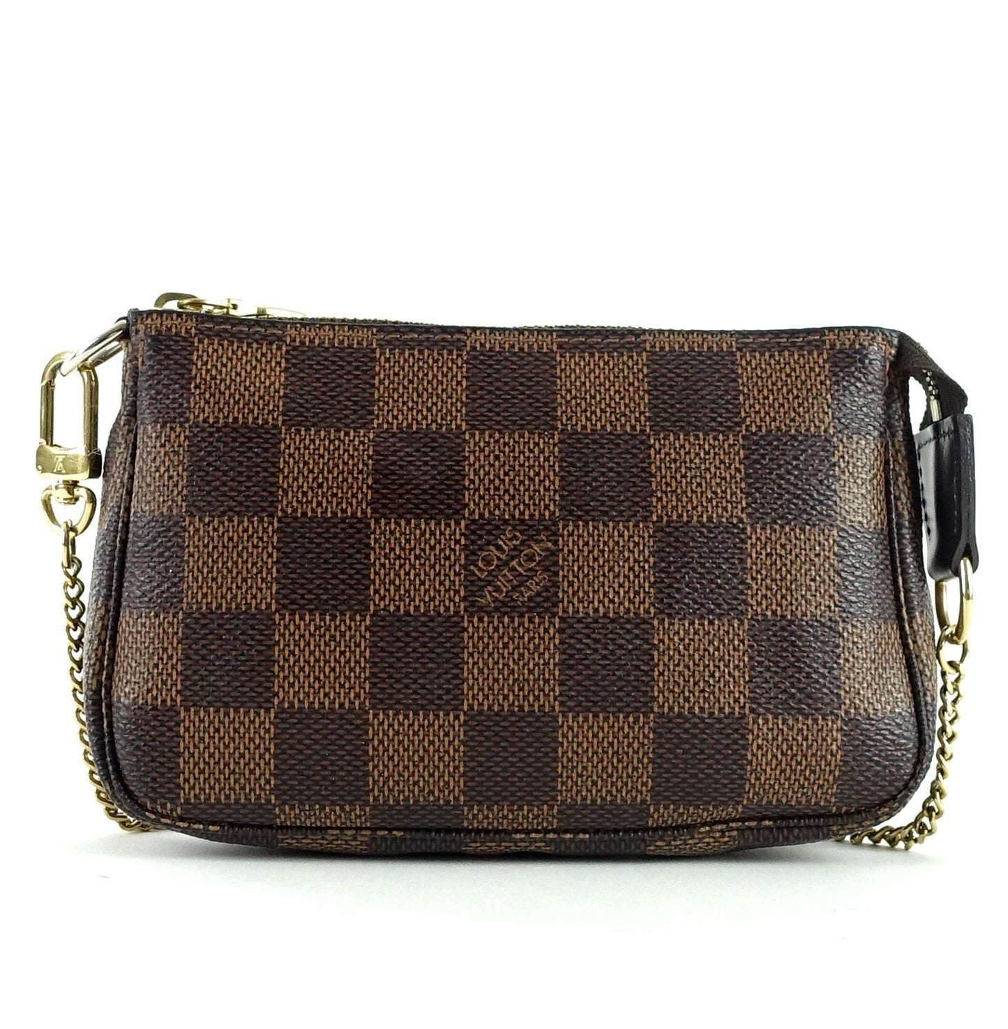 Louis Vuitto Mini Pochette Accessoires Damier EbÃ¨ne Canvas Evening Bag