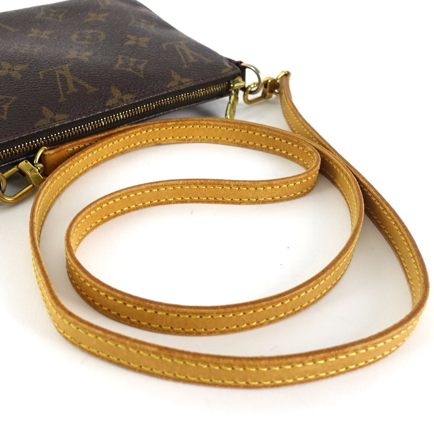 Louis Vuitto Pochette Accessoires Monogram Canvas Bag with Long Strap