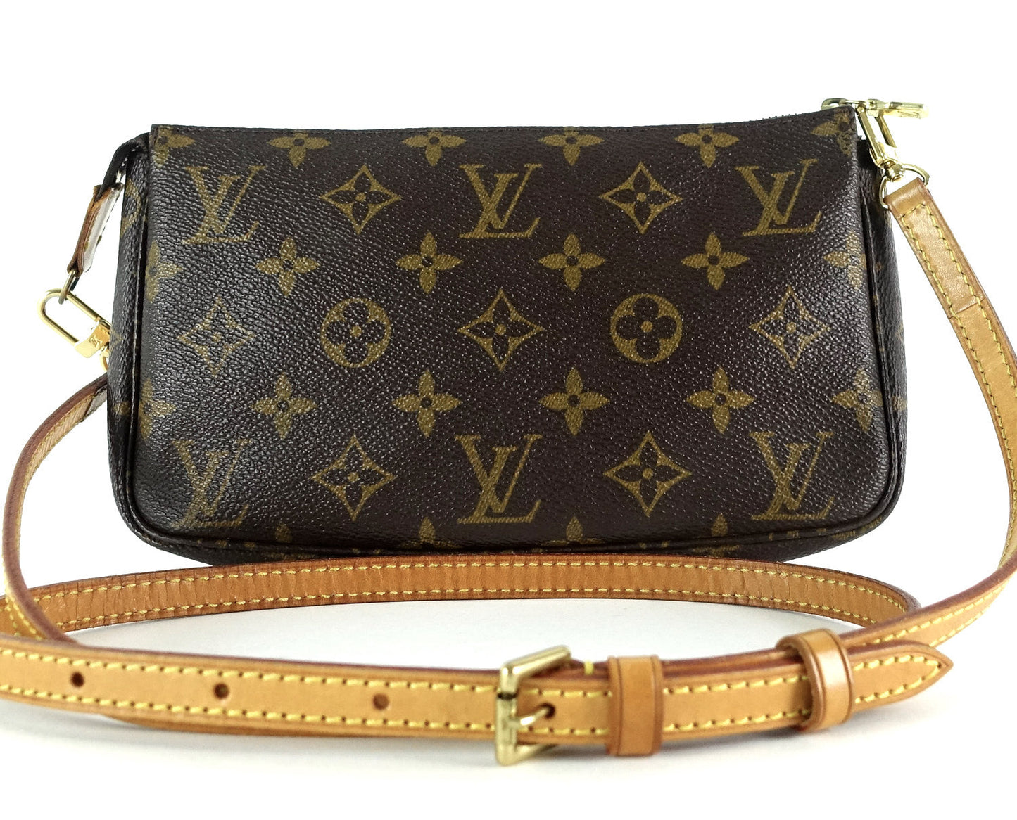 Louis Vuitto Pochette Accessoires Monogram Canvas Bag with Long Strap