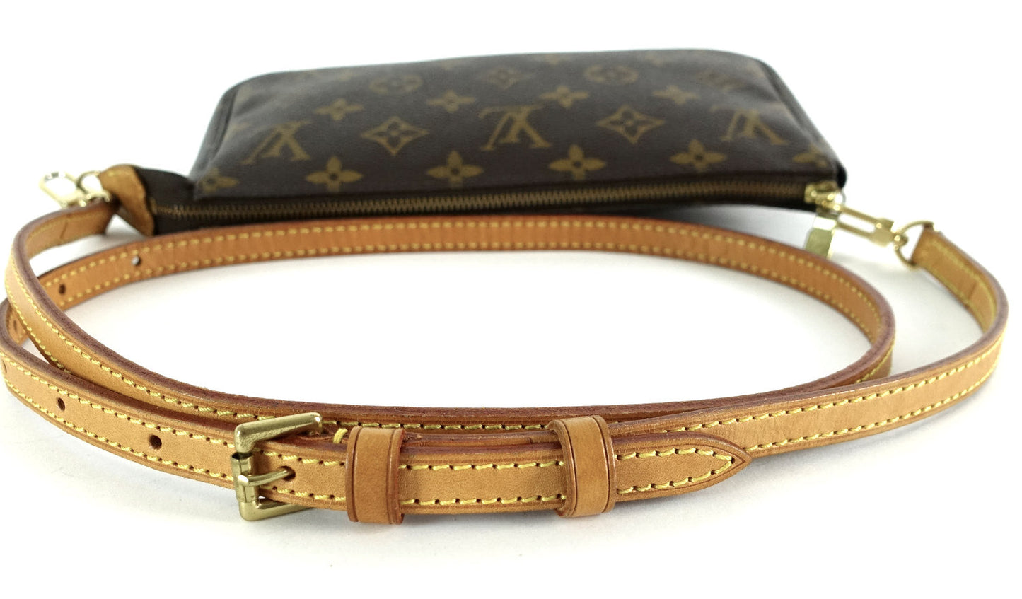 Louis Vuitto Pochette Accessoires Monogram Canvas Bag with Long Strap