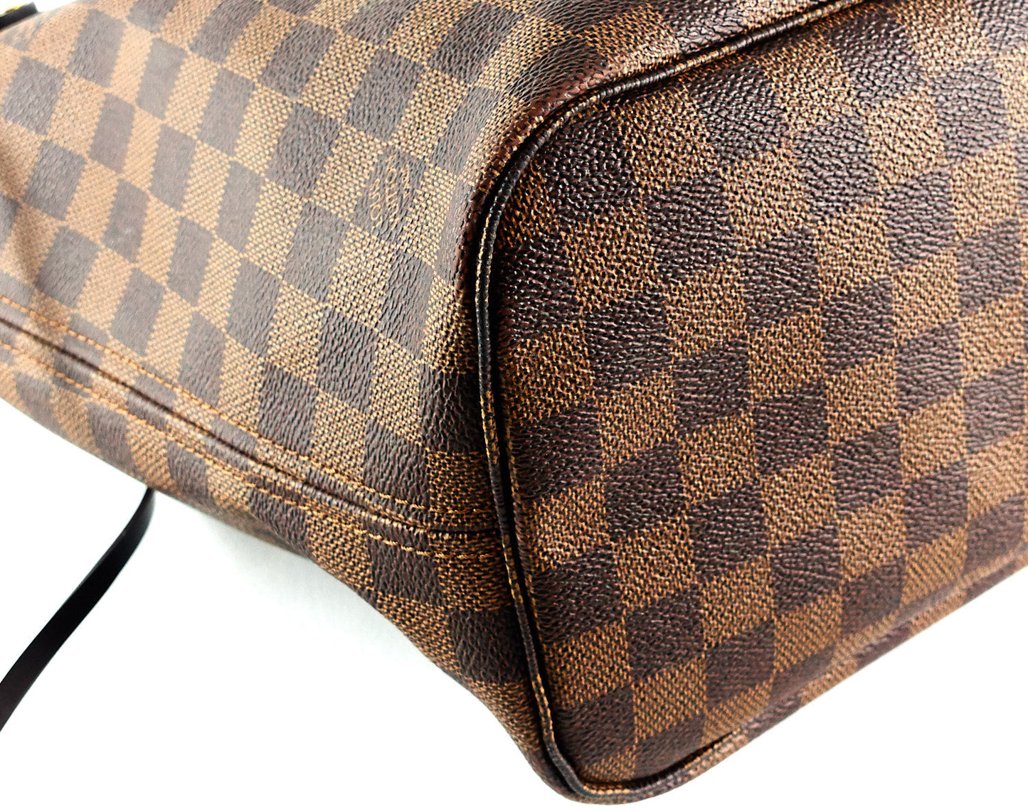 Louis Vuitto Neverfull MM Damier EbÃ¨ne Canvas Tote Bag with Pouch