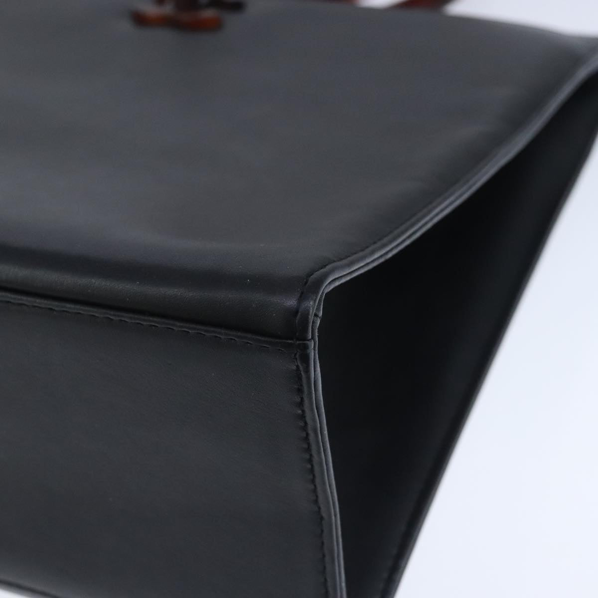 CHANEL Hand Bag Lamb Skin Black CC PP002